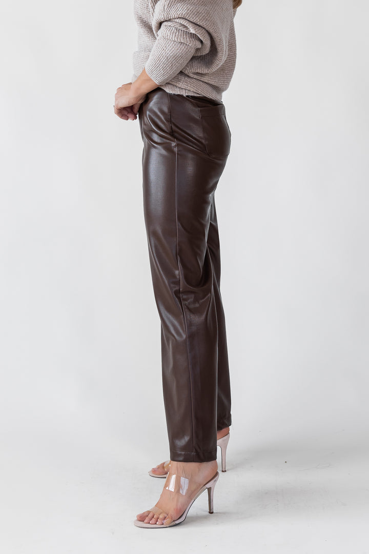 Phebe Brown Faux Leather Pants - Final Sale