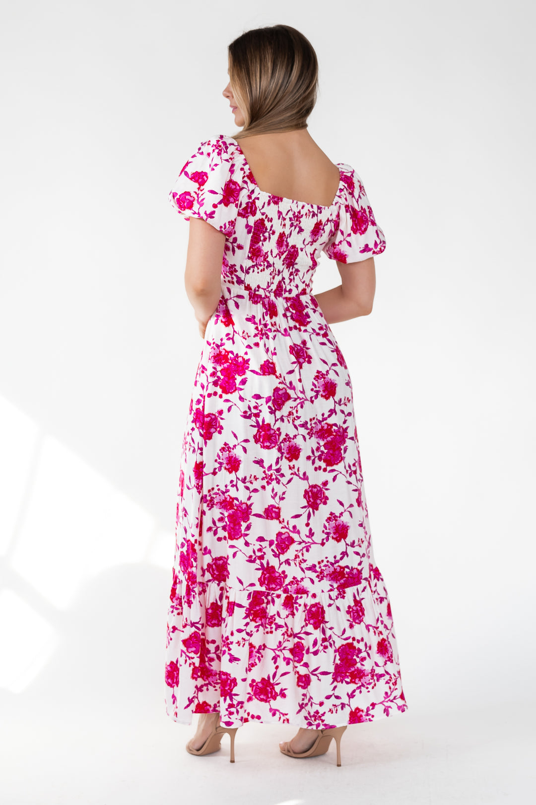 Pink Floral Ikat Maxi Dress