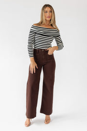 Priscilla Black Stripe Top