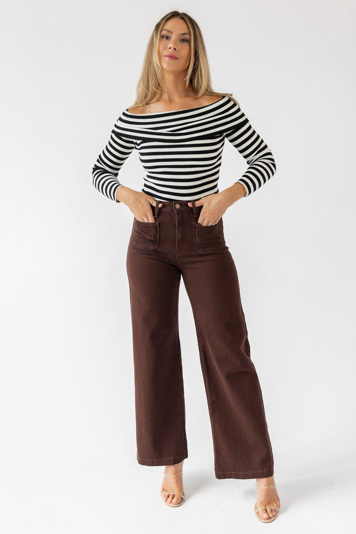 Priscilla Black Stripe Top