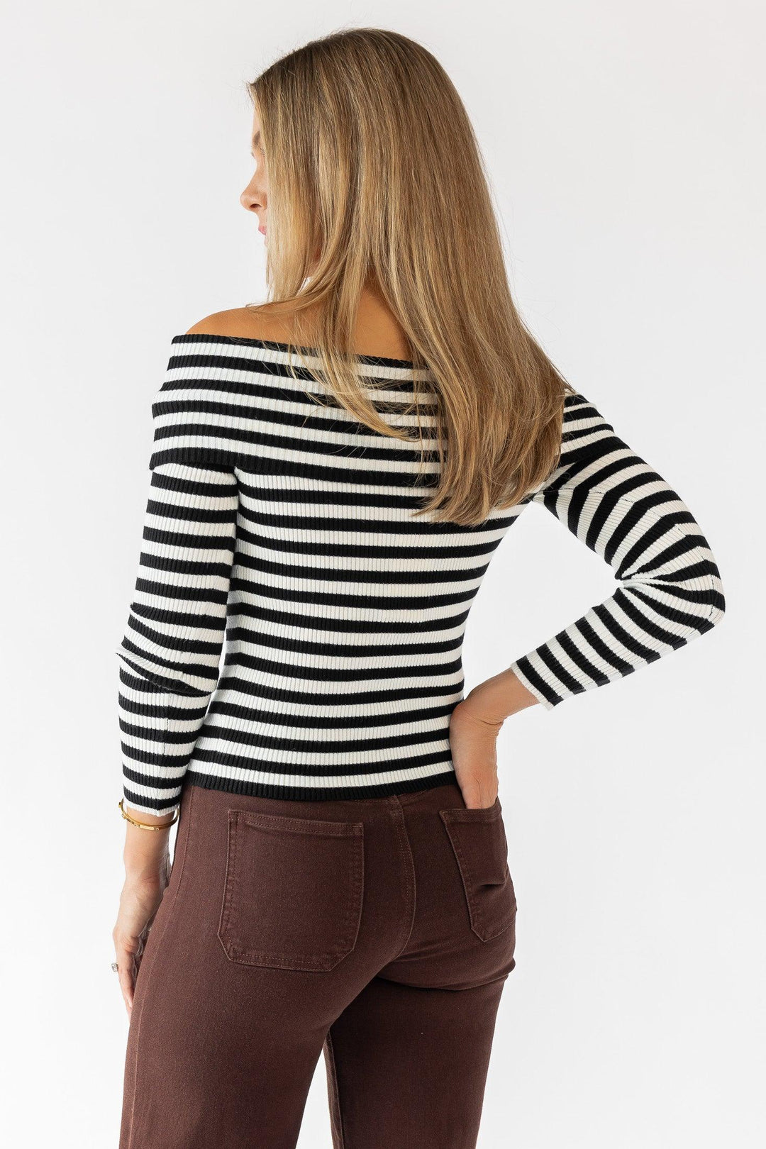 Priscilla Black Stripe Top