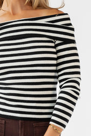 Priscilla Black Stripe Top