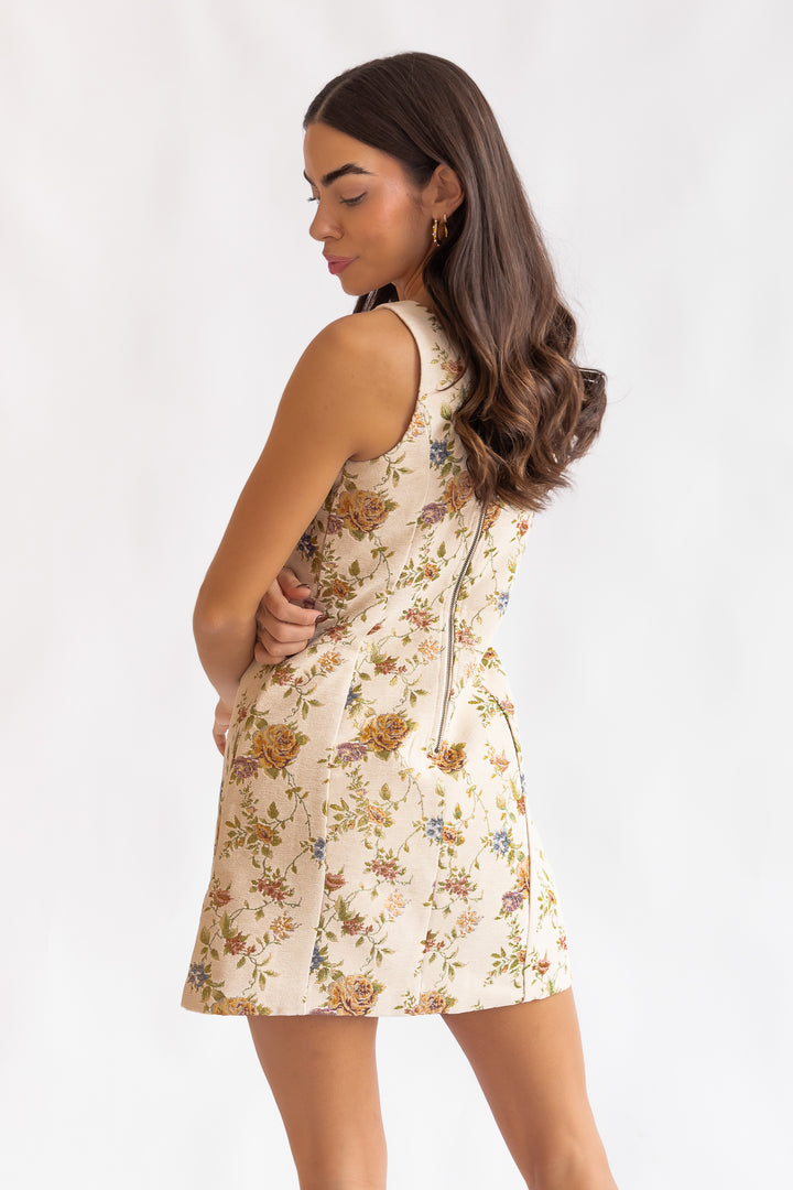 Rose Jacquard Mini Dress