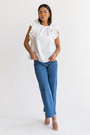 Ruffle Me Up White Top