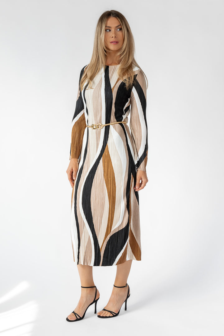 Selah Mocha Wave Print Maxi Dress - Final Sale