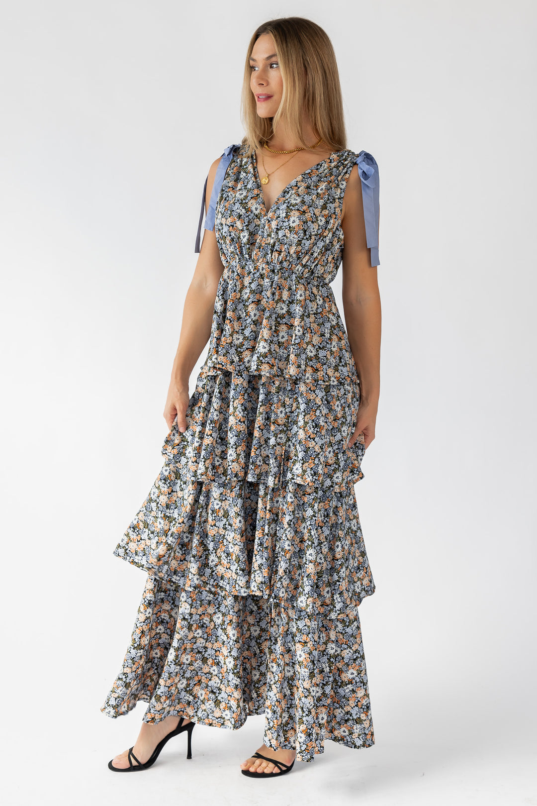 Shaina Black Floral Maxi Dress