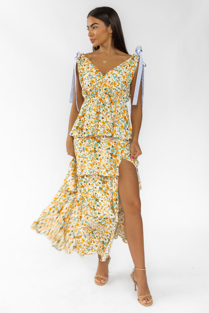 Shaina Cream Floral Maxi Dress