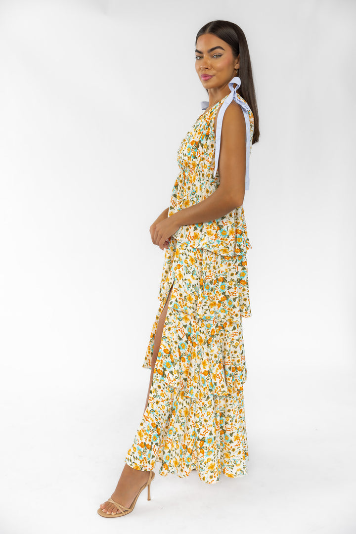 Shaina Cream Floral Maxi Dress