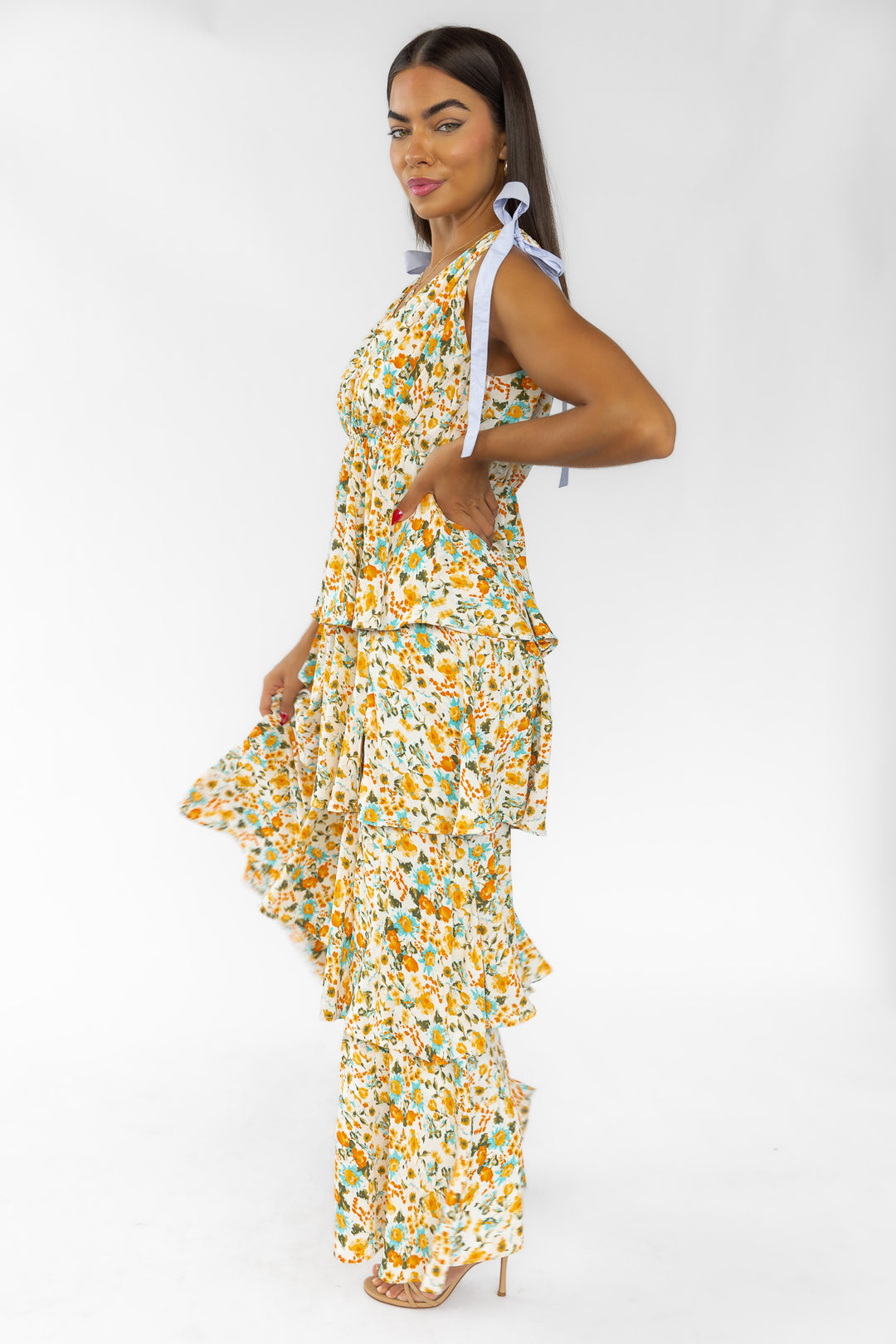 Shaina Cream Floral Maxi Dress