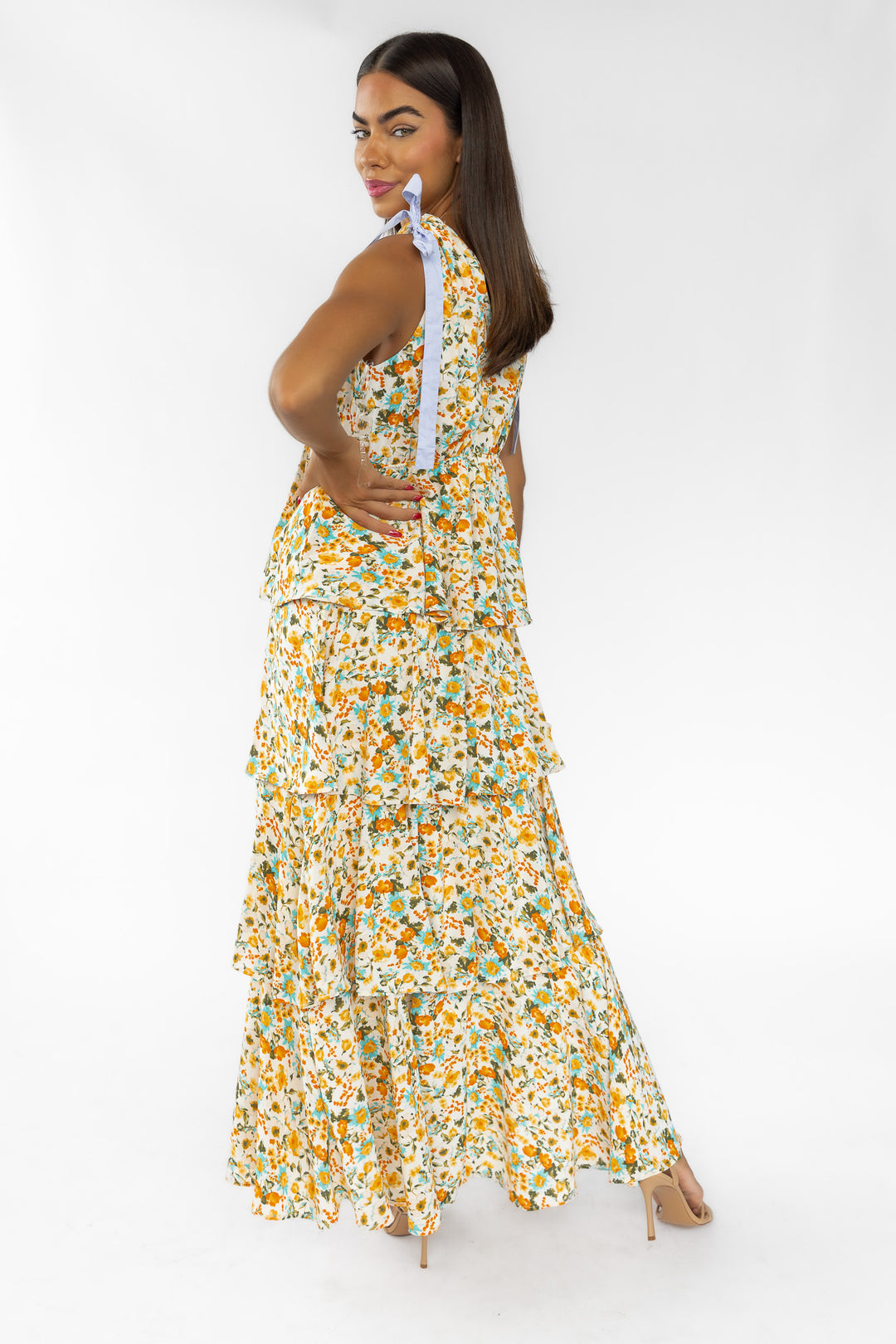 Shaina Cream Floral Maxi Dress