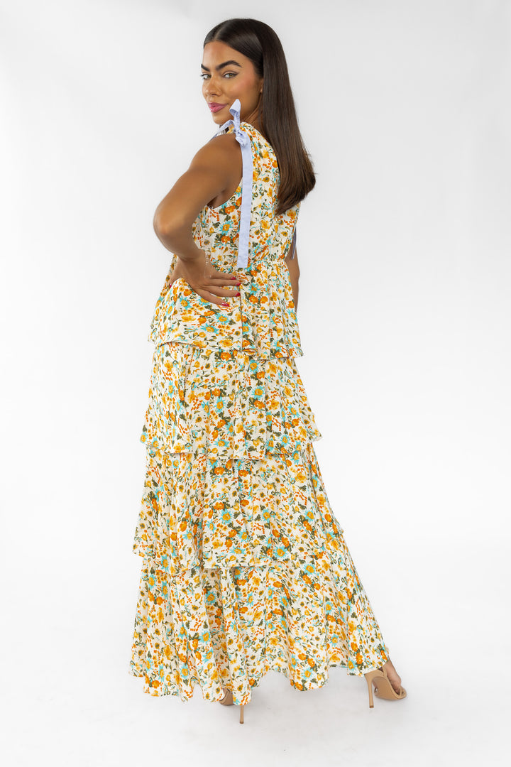 Shaina Cream Floral Maxi Dress