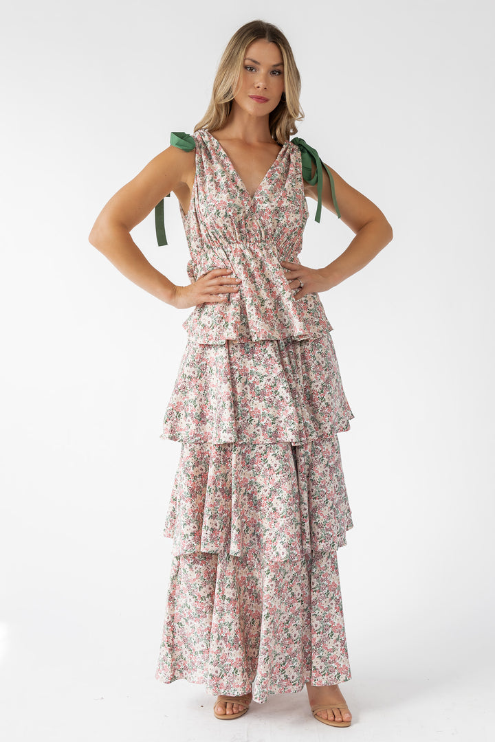 Shaina Slate Floral Maxi Dress