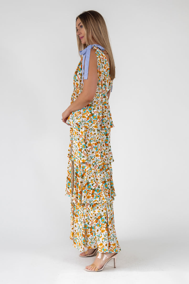 Shaina Yellow Floral Maxi Dress