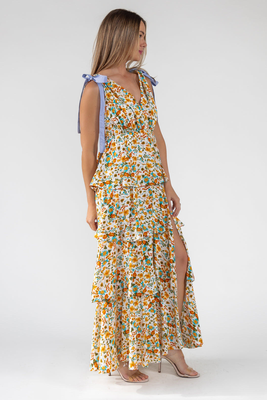 Shaina Yellow Floral Maxi Dress