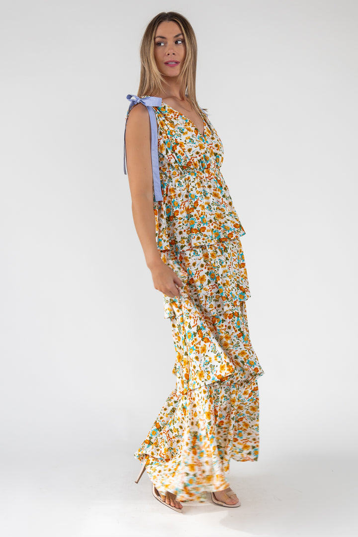 Shaina Yellow Floral Maxi Dress