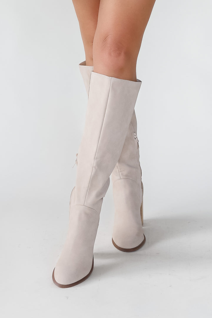 Shiloh Light Grey Block Heel Boot - Final Sale