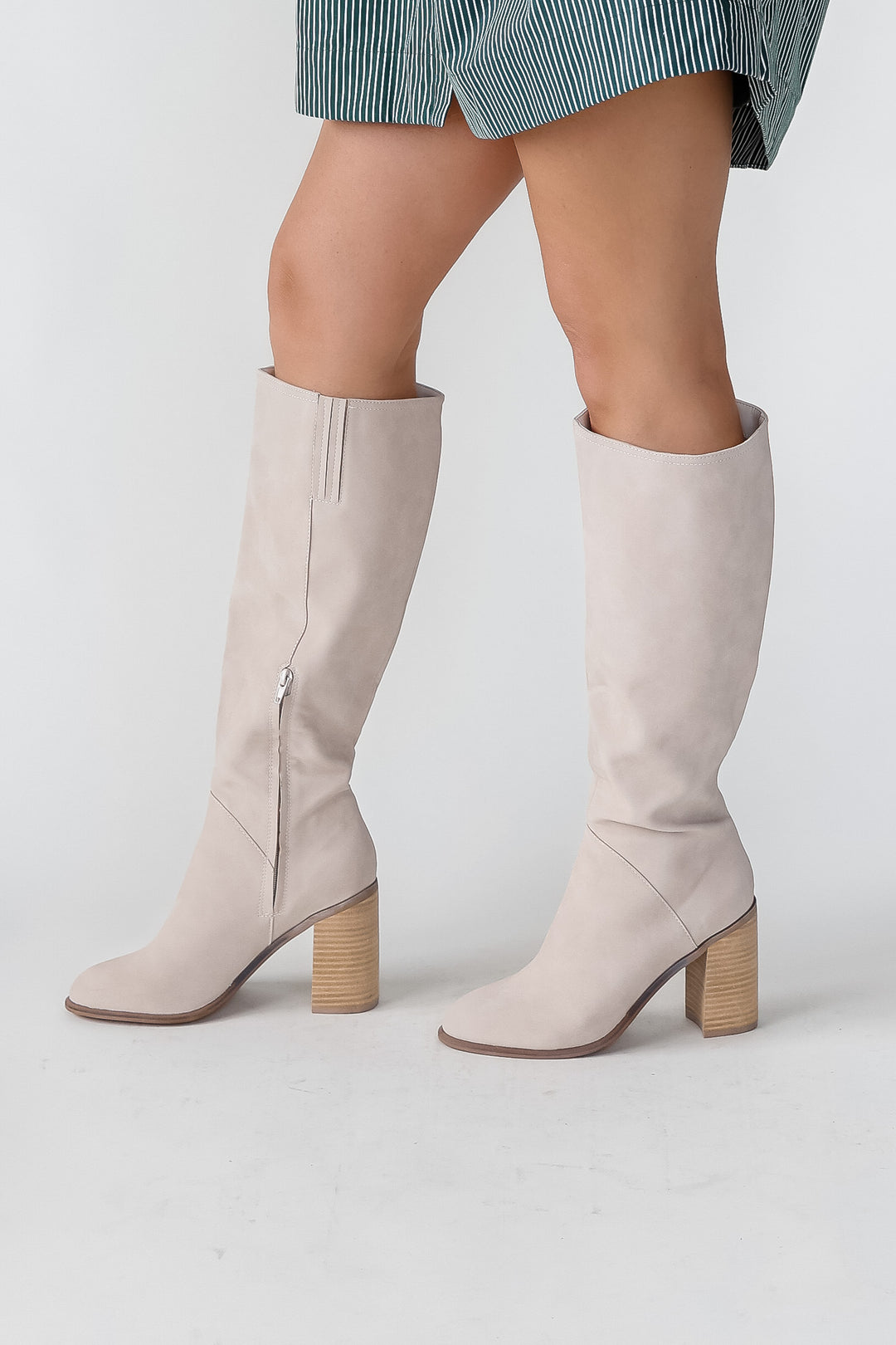 Shiloh Light Grey Block Heel Boot - Final Sale