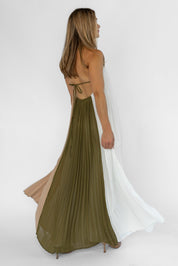 Sorin Olive Color Block Maxi Dress