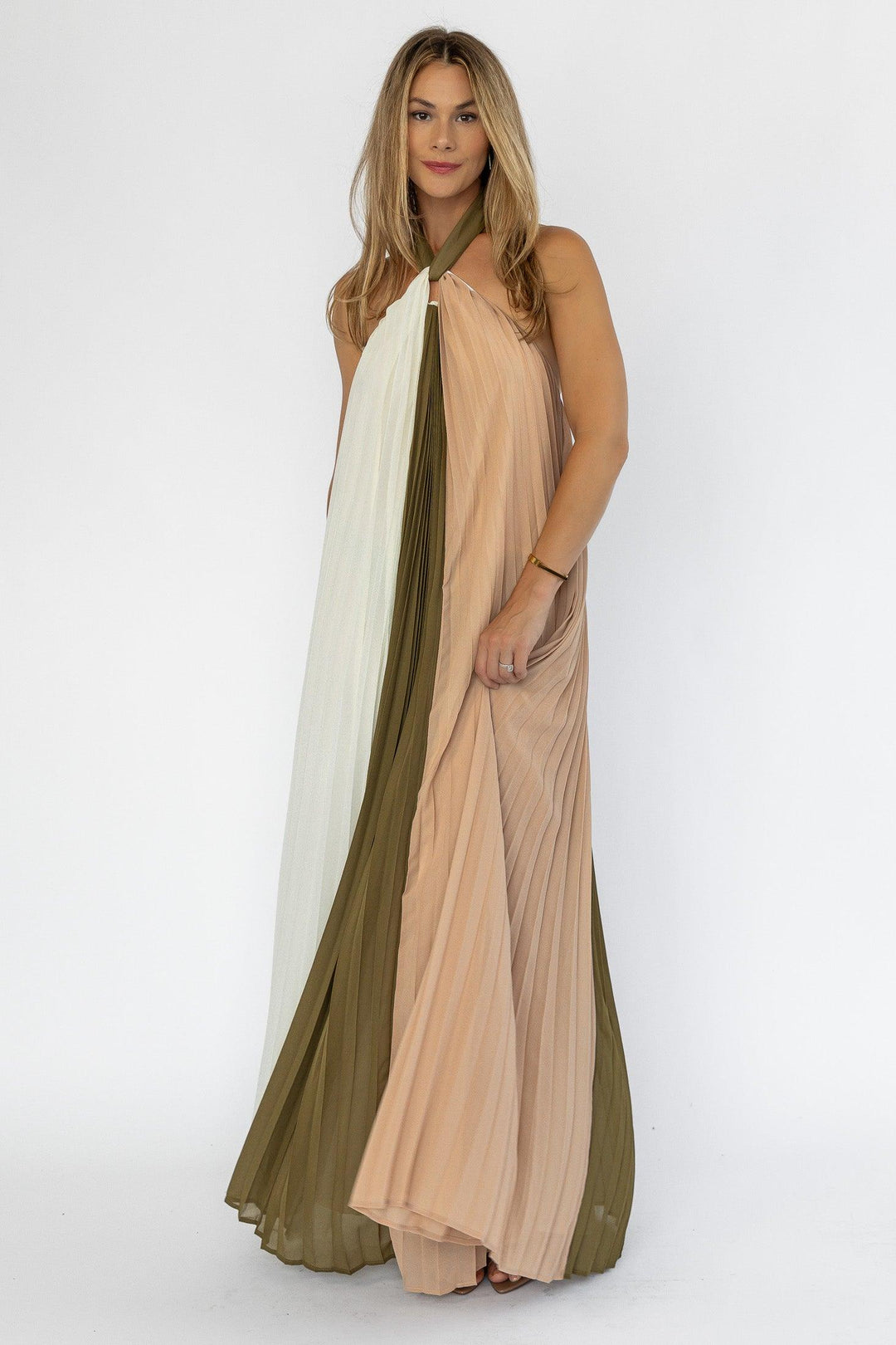 Sorin Olive Color Block Maxi Dress - Final Sale