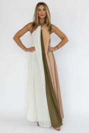 Sorin Olive Color Block Maxi Dress