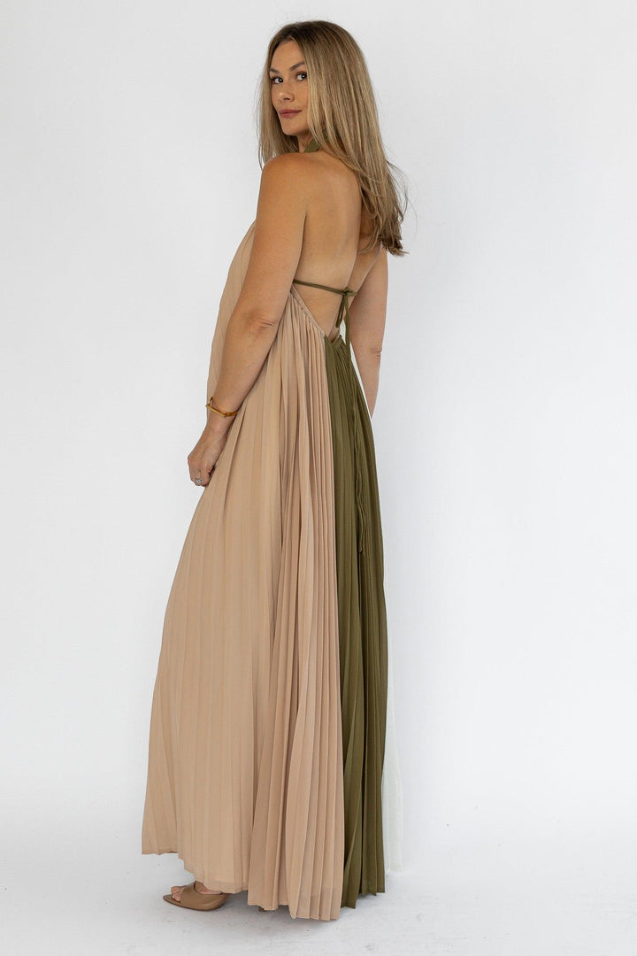 Sorin Olive Color Block Maxi Dress - Final Sale