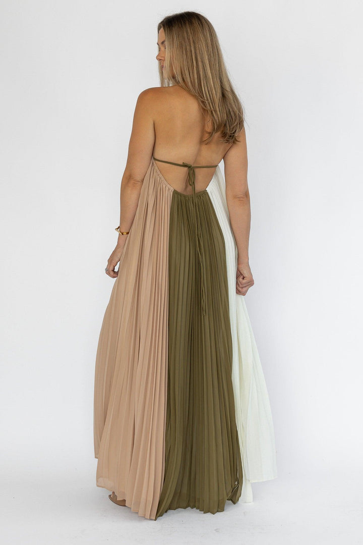 Sorin Olive Color Block Maxi Dress - Final Sale