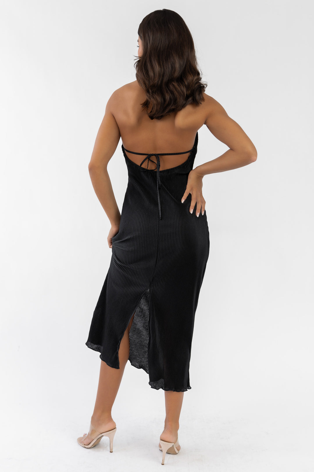 Sunset Secret Black Halter Midi Dress - Final Sale