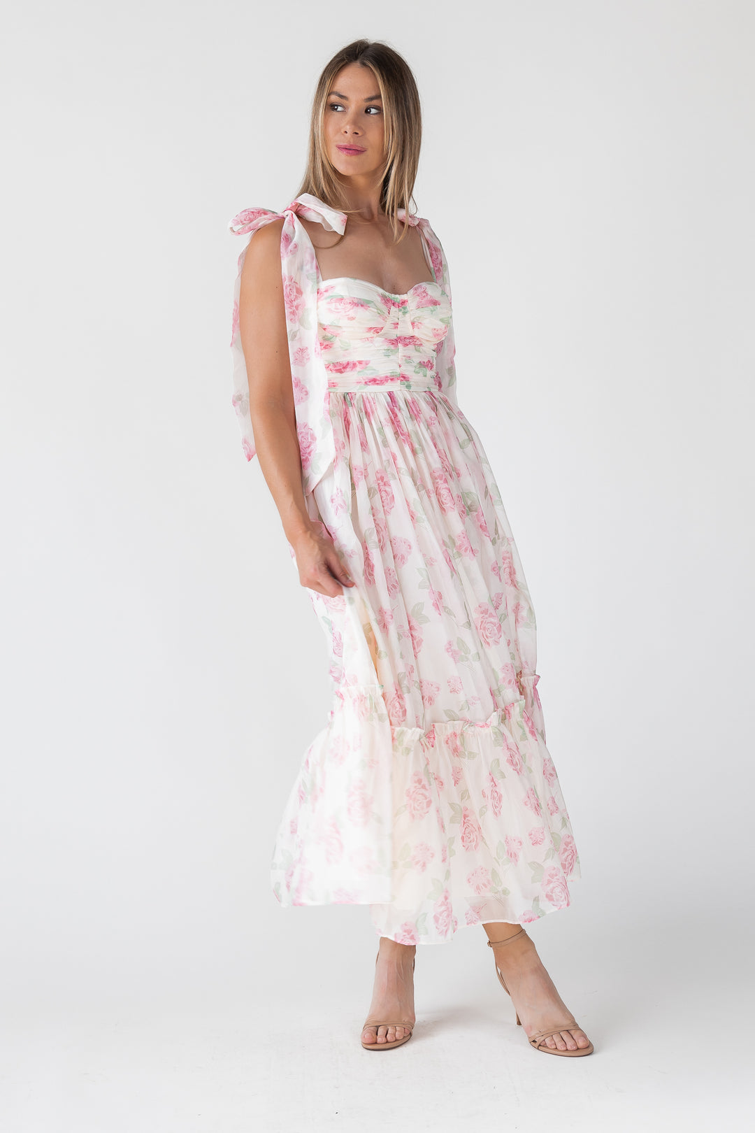 Sweet Serenade Blush Floral Maxi Dress