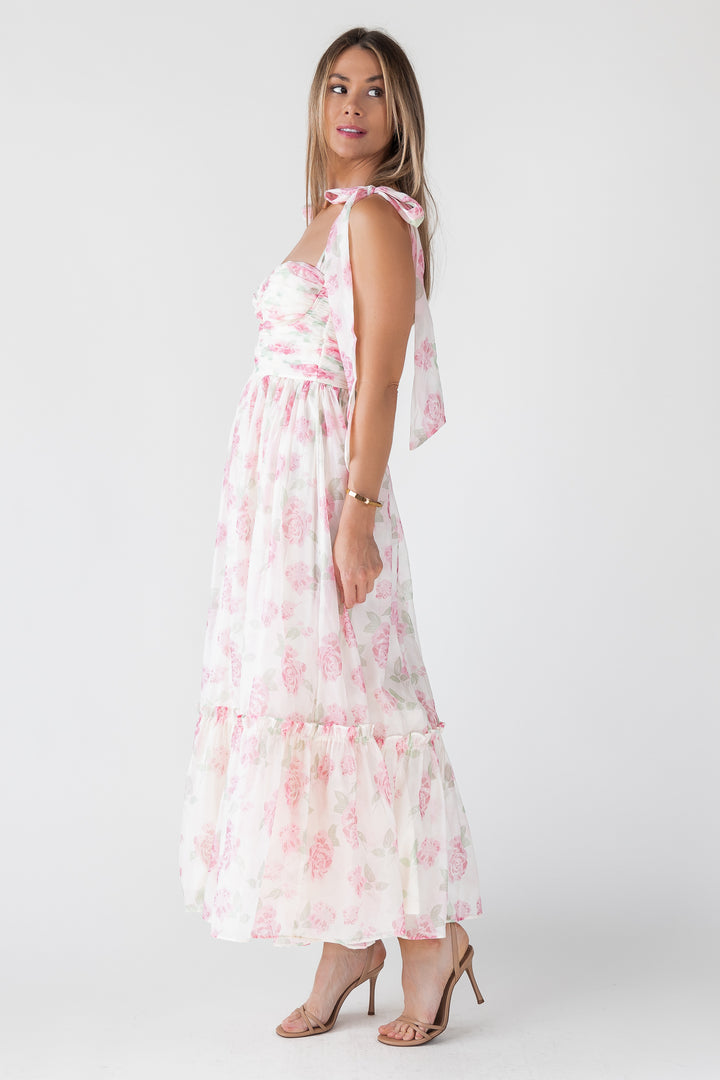 Sweet Serenade Blush Floral Maxi Dress