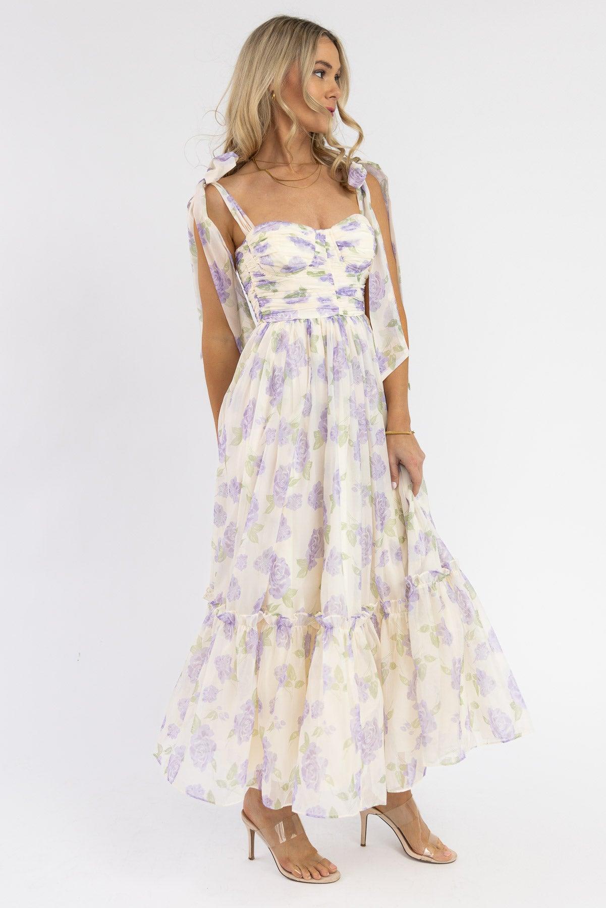 Lavender floral hotsell maxi dress