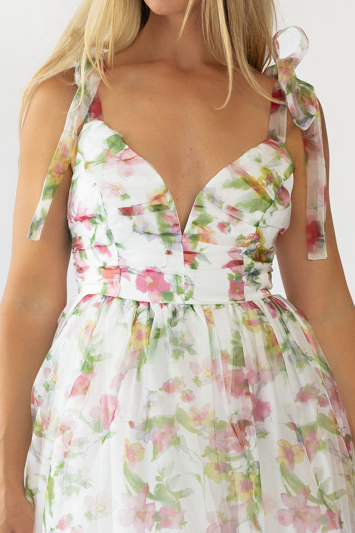 Thalia Floral Tie Shoulder Maxi Dress - Final Sale