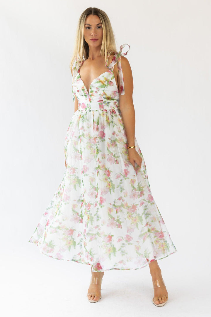 Thalia Floral Tie Shoulder Maxi Dress - Final Sale