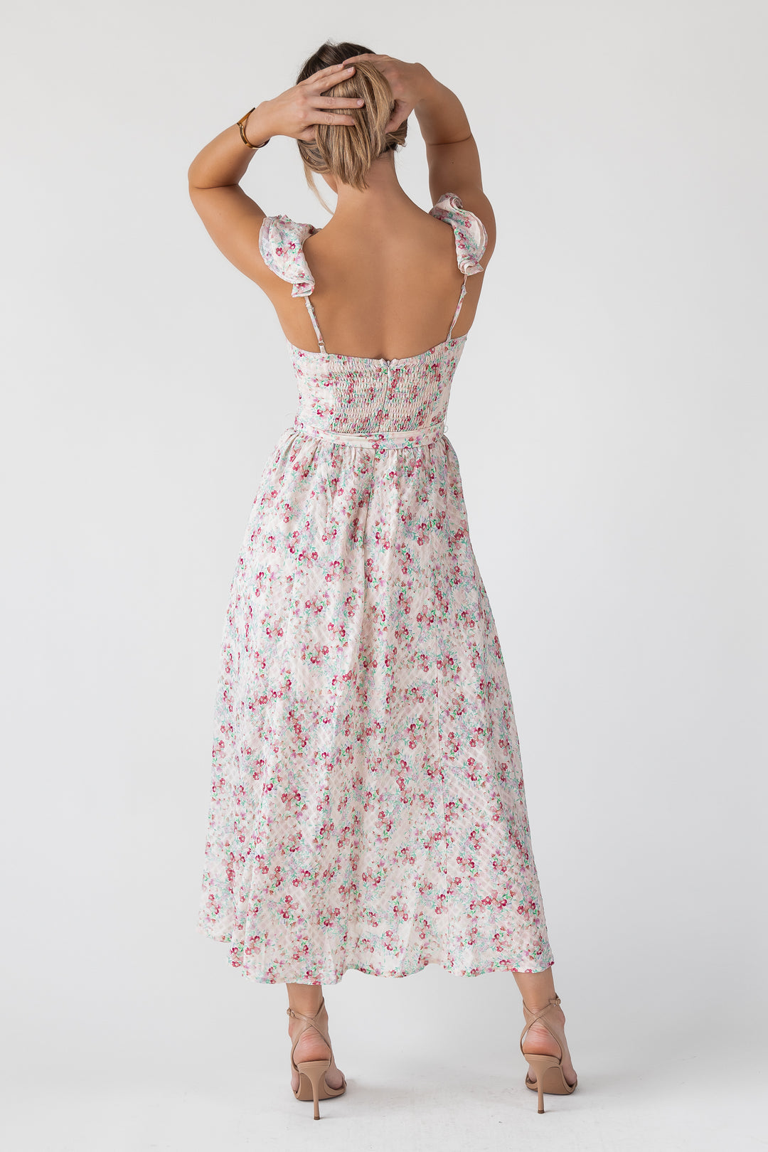 Vara Blush Floral Corset Maxi Dress