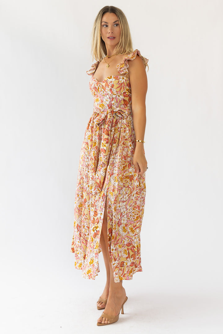 Vara Corset Floral Maxi Dress