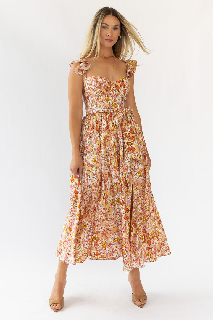 Vara Corset Floral Maxi Dress