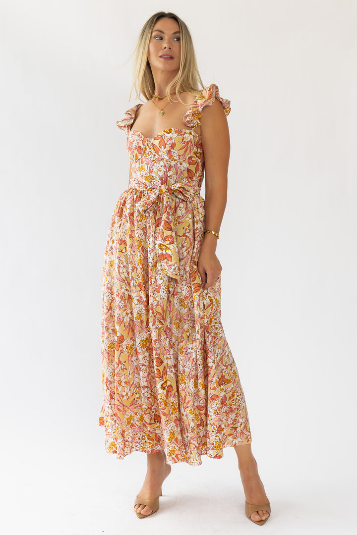 Vara Corset Floral Maxi Dress