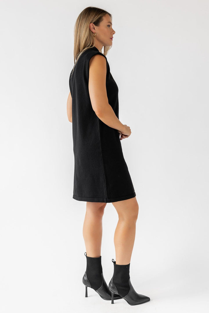 Verona Black Knit Mini Dress - Final Sale