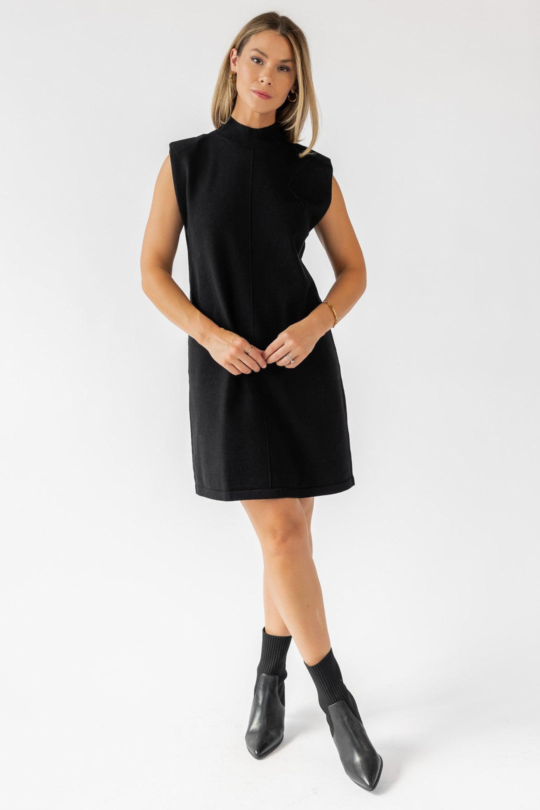 Verona Black Knit Mini Dress - Final Sale