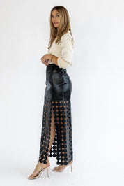 Vesper Faux Leather Circle Cut Skirt