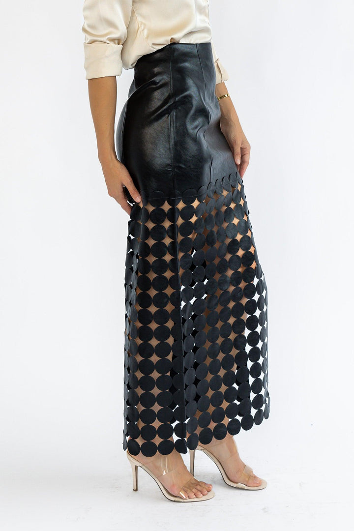 Vesper Faux Leather Circle Cut Skirt - Final Sale