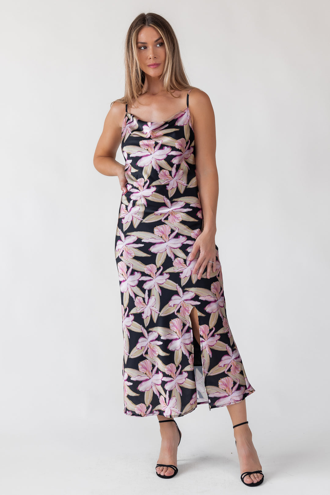 Willah Black Floral Midi Dress - Final Sale