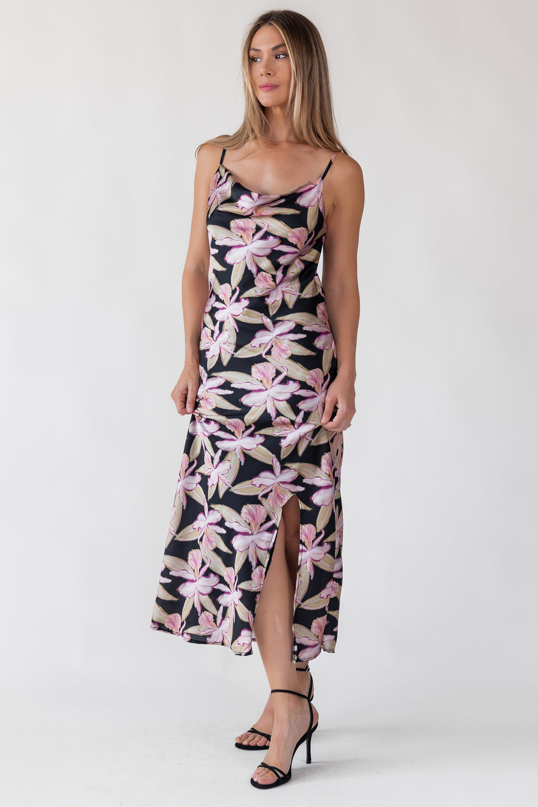 Willah Black Floral Midi Dress - Final Sale