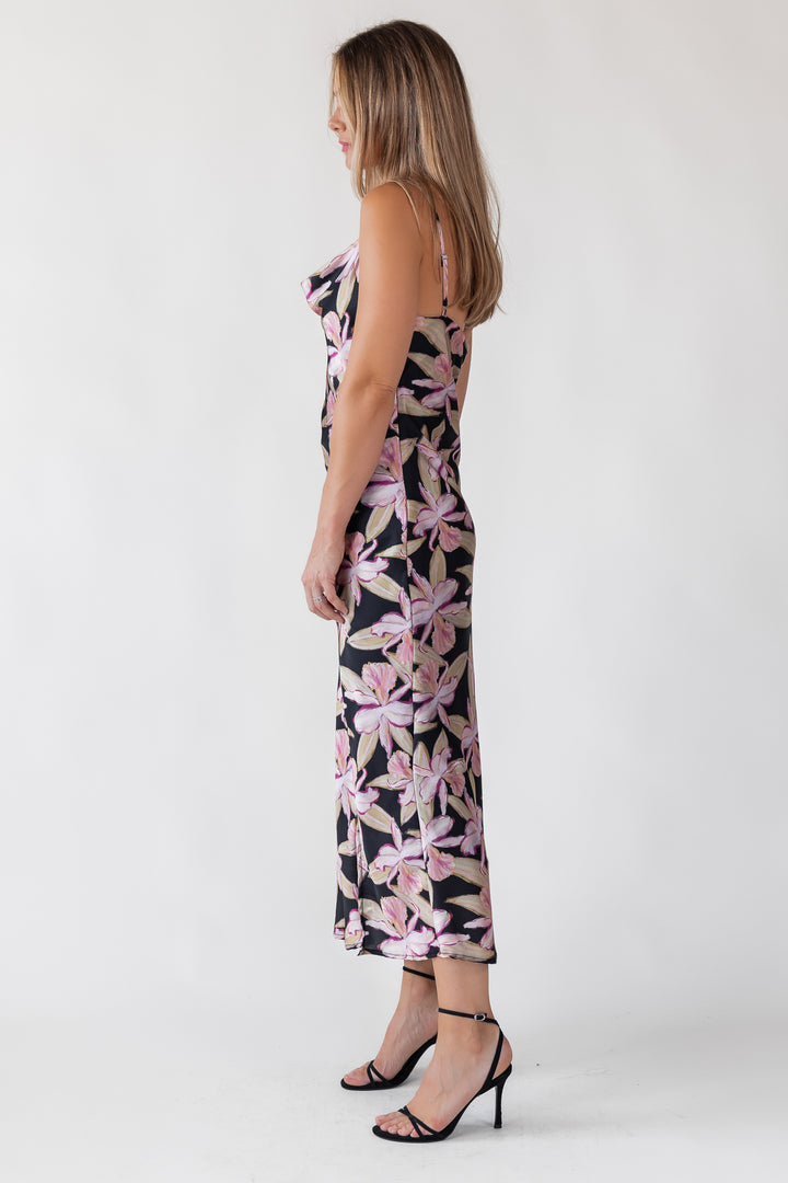 Willah Black Floral Midi Dress - Final Sale