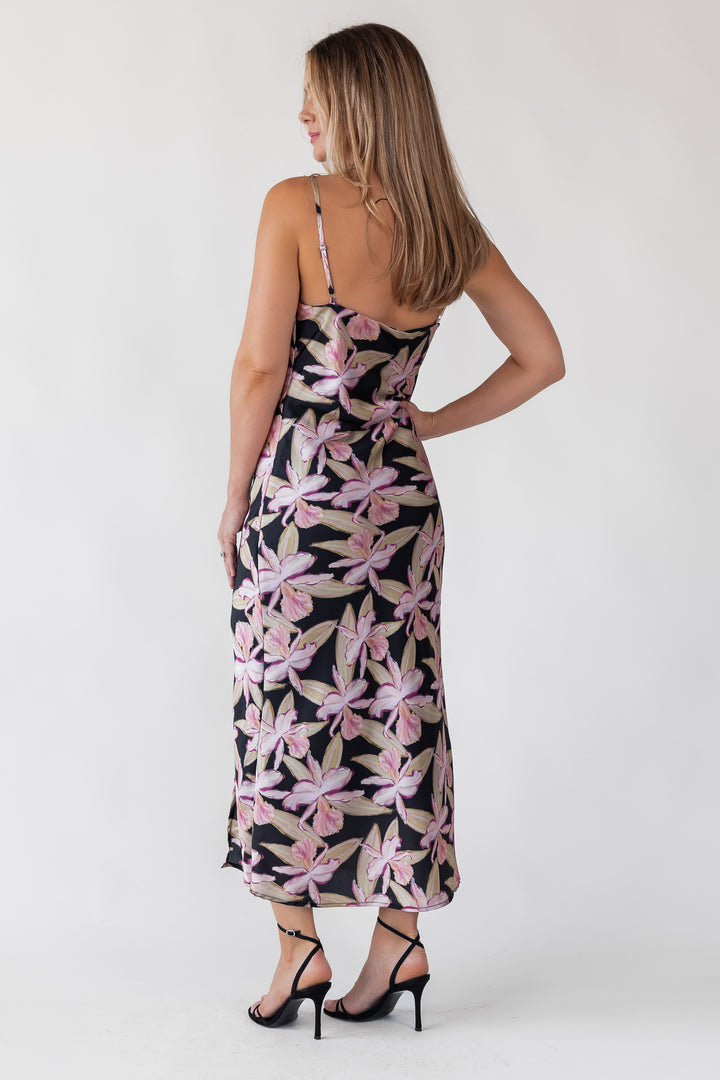 Willah Black Floral Midi Dress - Final Sale