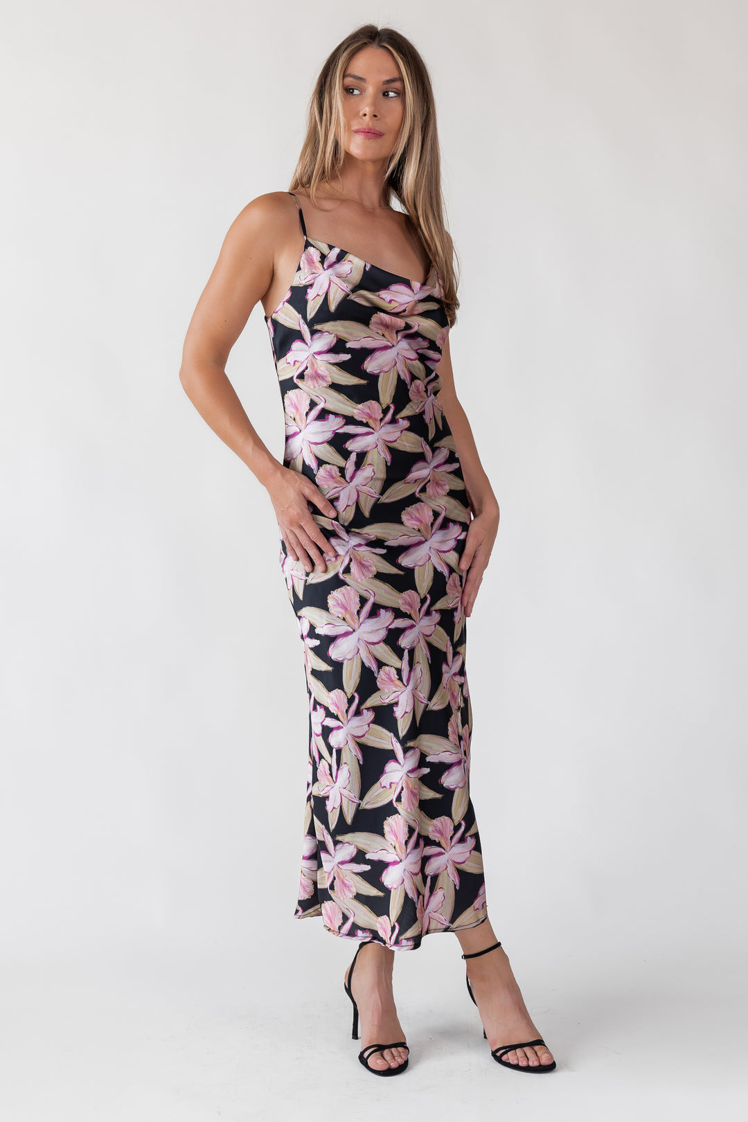 Willah Black Floral Midi Dress - Final Sale