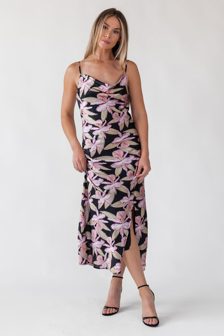 Willah Black Floral Midi Dress - Final Sale