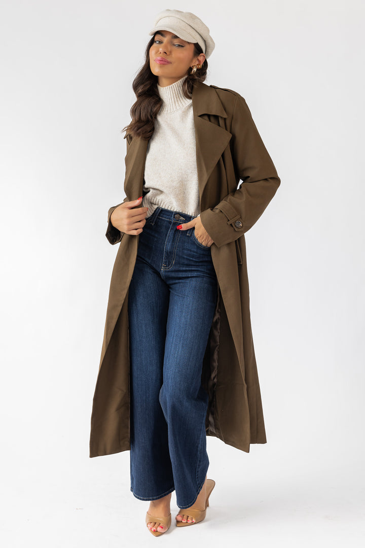 Wynn Khaki Belted Long Coat - Final Sale