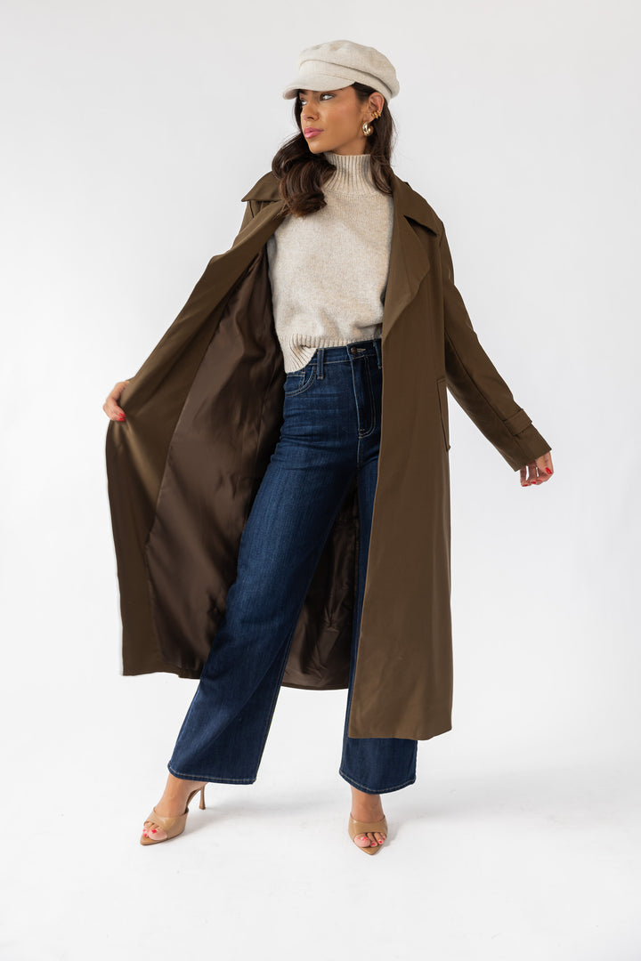 Wynn Khaki Belted Long Coat - Final Sale