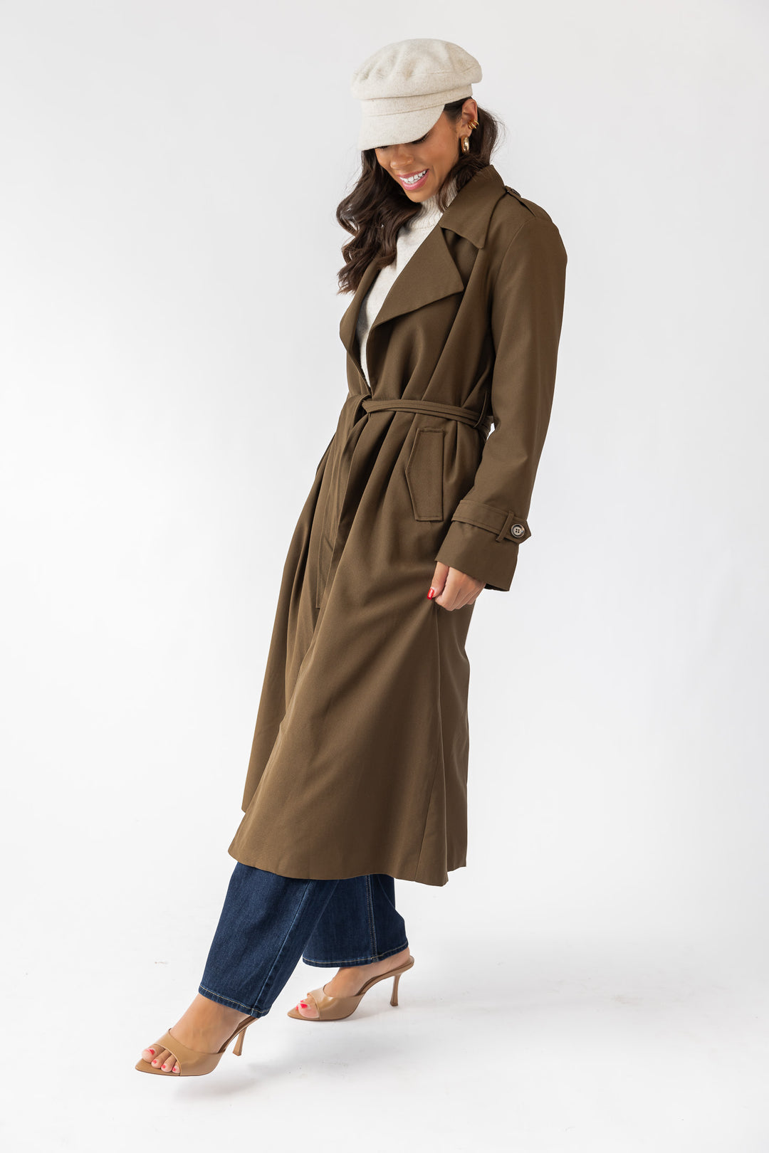 Wynn Khaki Belted Long Coat - Final Sale