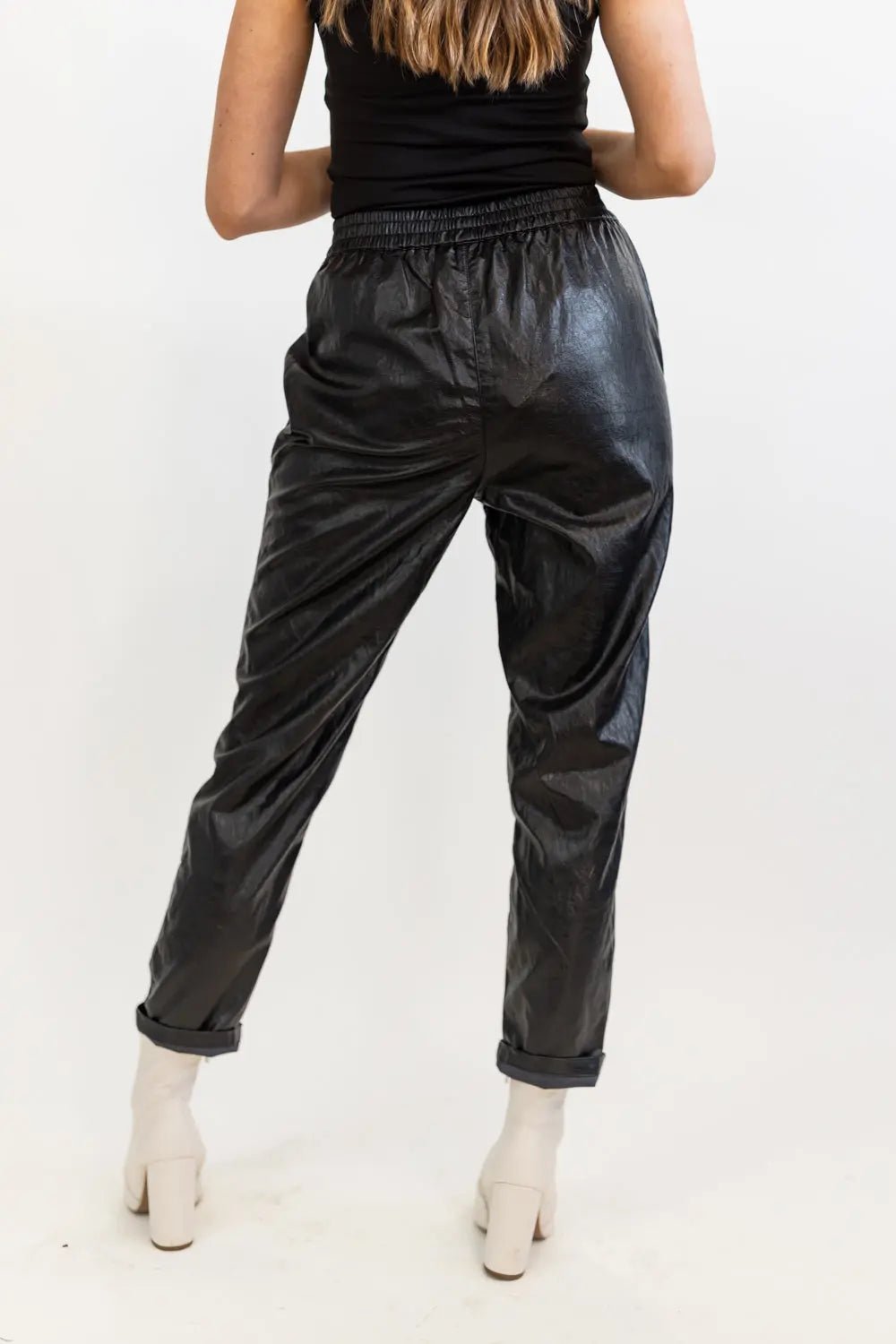 Black Faux Leather Jogger – Vanhorn Home